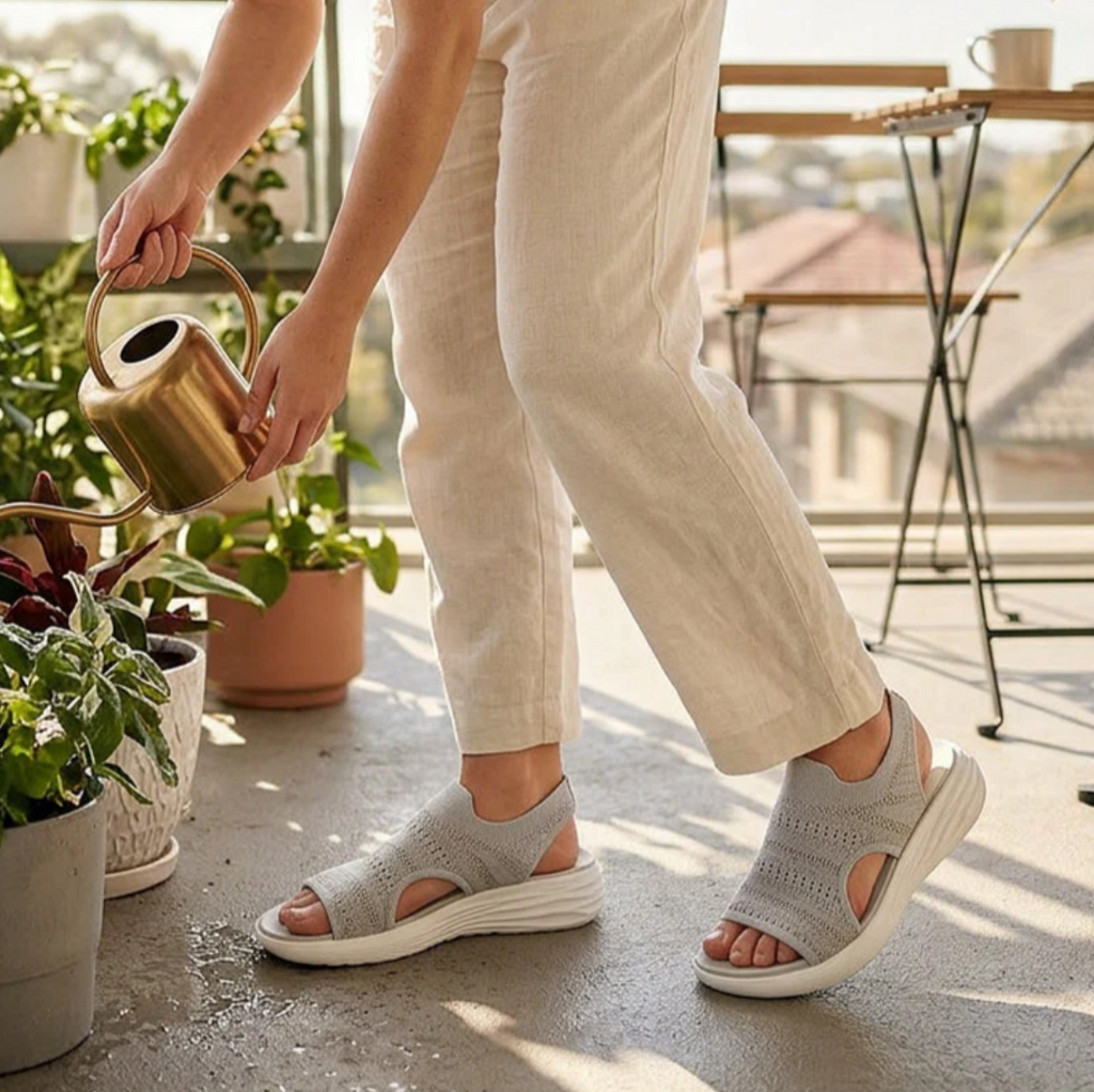 Elena | Sandalias de plataforma confeccionadas con material transpirable para mujer